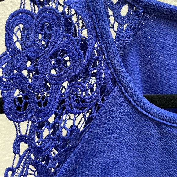 Cobalt blue dress with Lace Sleeves - Picture 3 of 3
